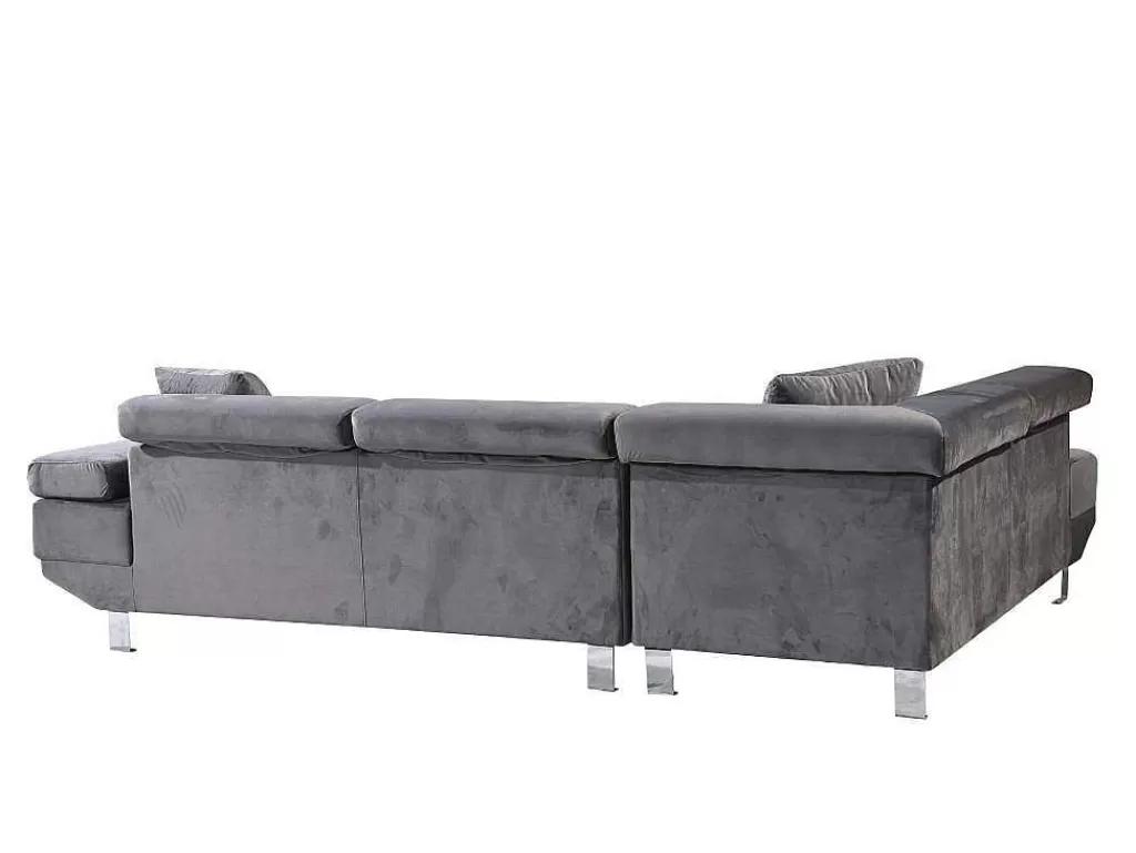 Sofá De Canto*Saldosystocks Sofá De Canto Chaise Longue Executive Cinza 262X190Cm Vista Frontal Lado Esquerdo