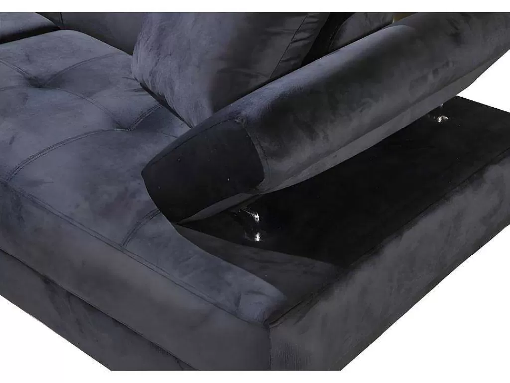 Sofá De Canto*Saldosystocks Sofá De Canto Chaise Longue Executive Preto 262X190Cm Vista Frontal Lado Esquerdo