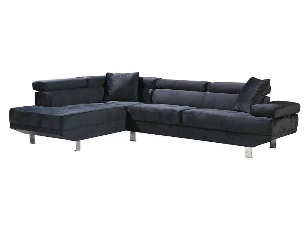 Sofá De Canto*Saldosystocks Sofá De Canto Chaise Longue Executive Preto 262X190Cm Vista Frontal Lado Esquerdo