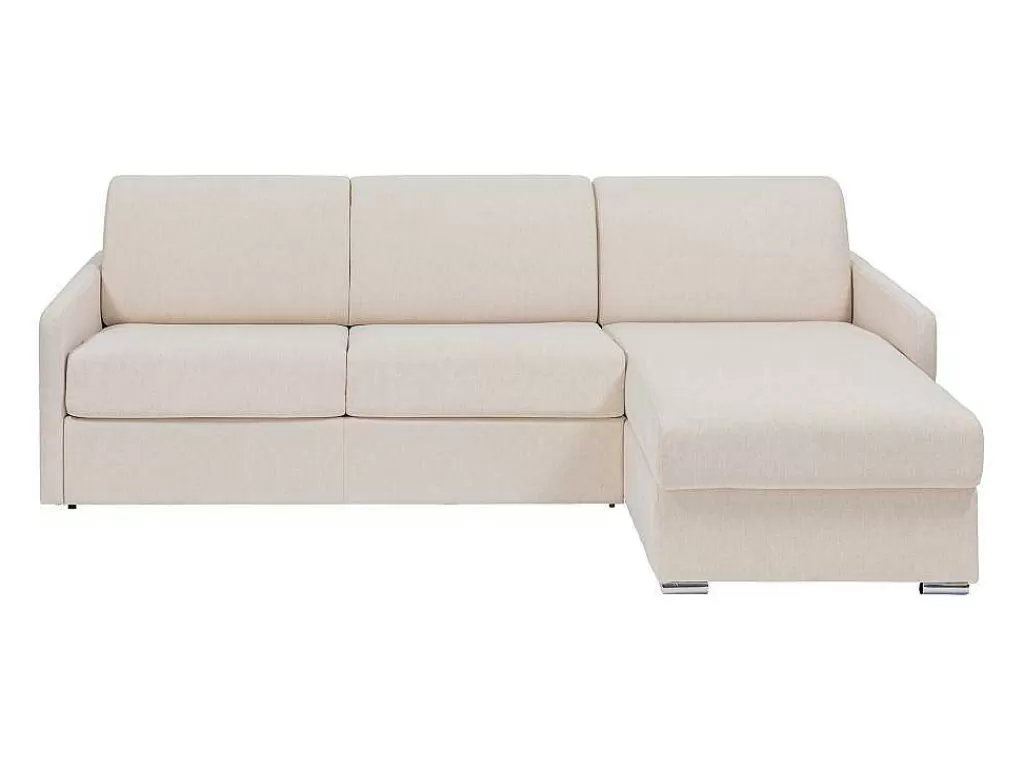 Sofá Cama De Abertura Rapida*Vente-unique Sofá De Canto Convertivel Abertura Rapida E Reversivel Tecido Bege, Cama 140 Cm E Colchão 14 Cm - Calife