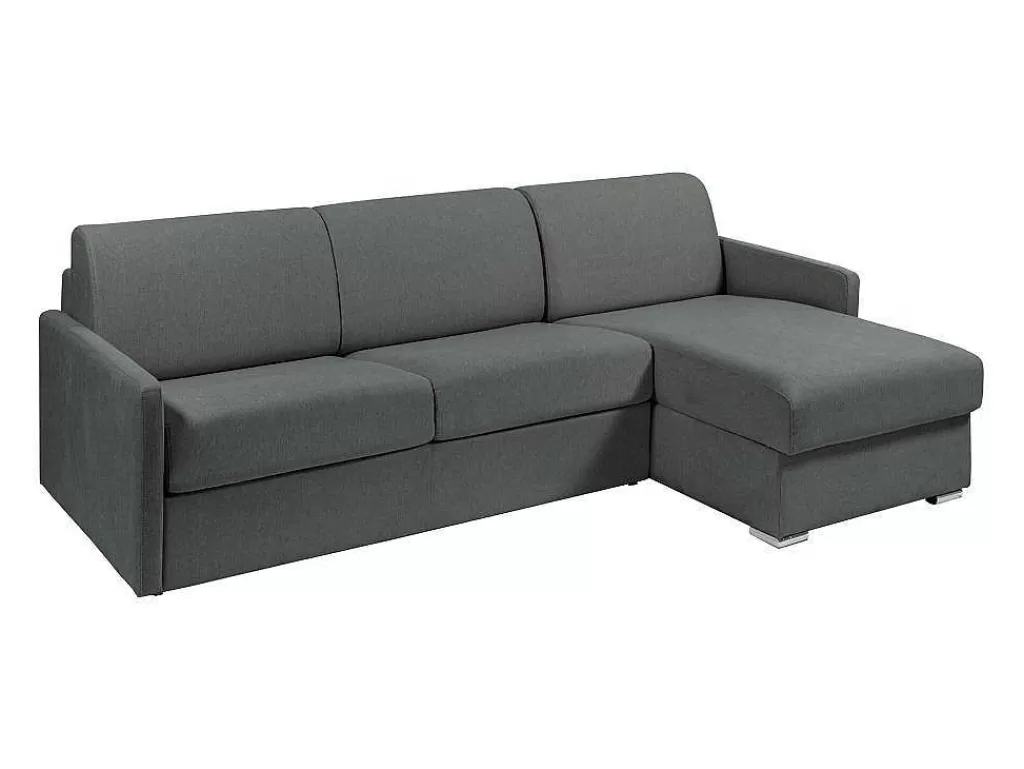 Sofá Cama De Abertura Rapida*Vente-unique Sofá De Canto Convertivel Abertura Rapida E Reversivel Tecido Cinza, Cama 140 Cm E Colchão 14 Cm - Calife