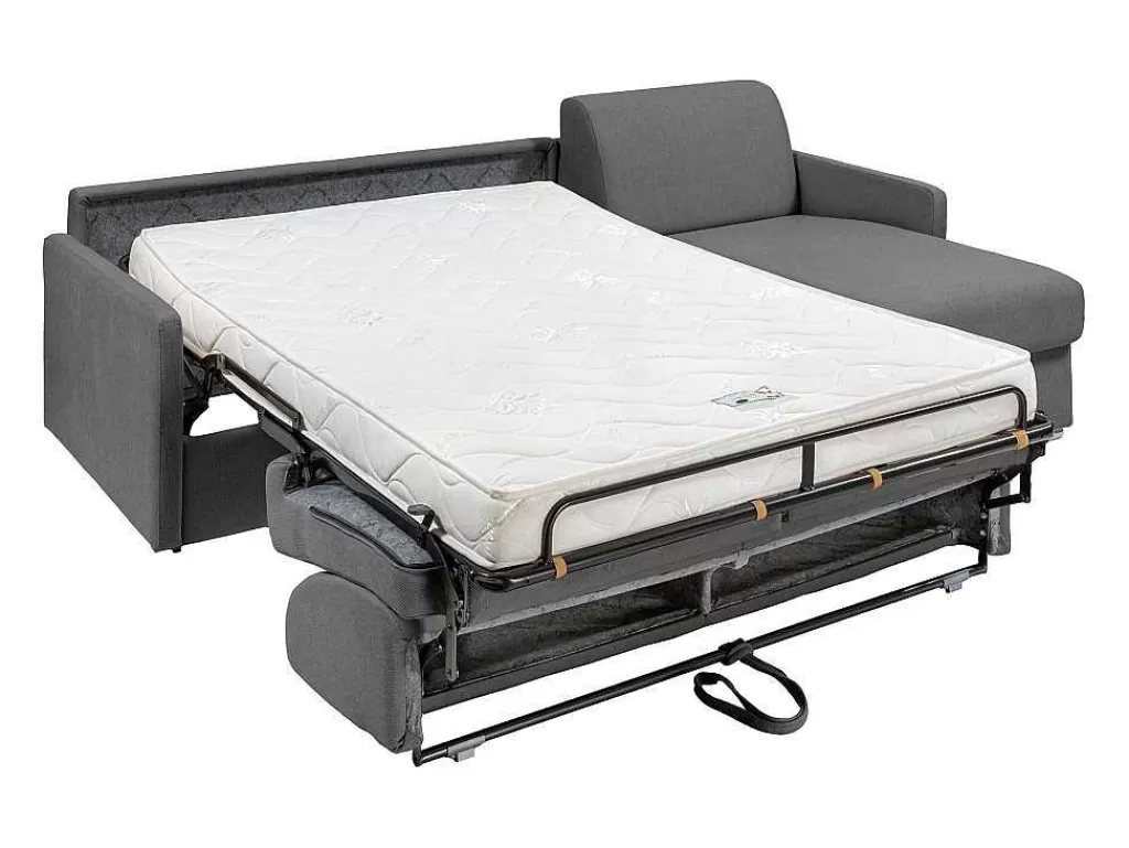 Sofá Cama De Abertura Rapida*Vente-unique Sofá De Canto Convertivel Abertura Rapida E Reversivel Tecido Cinza, Cama 140 Cm E Colchão 14 Cm - Calife