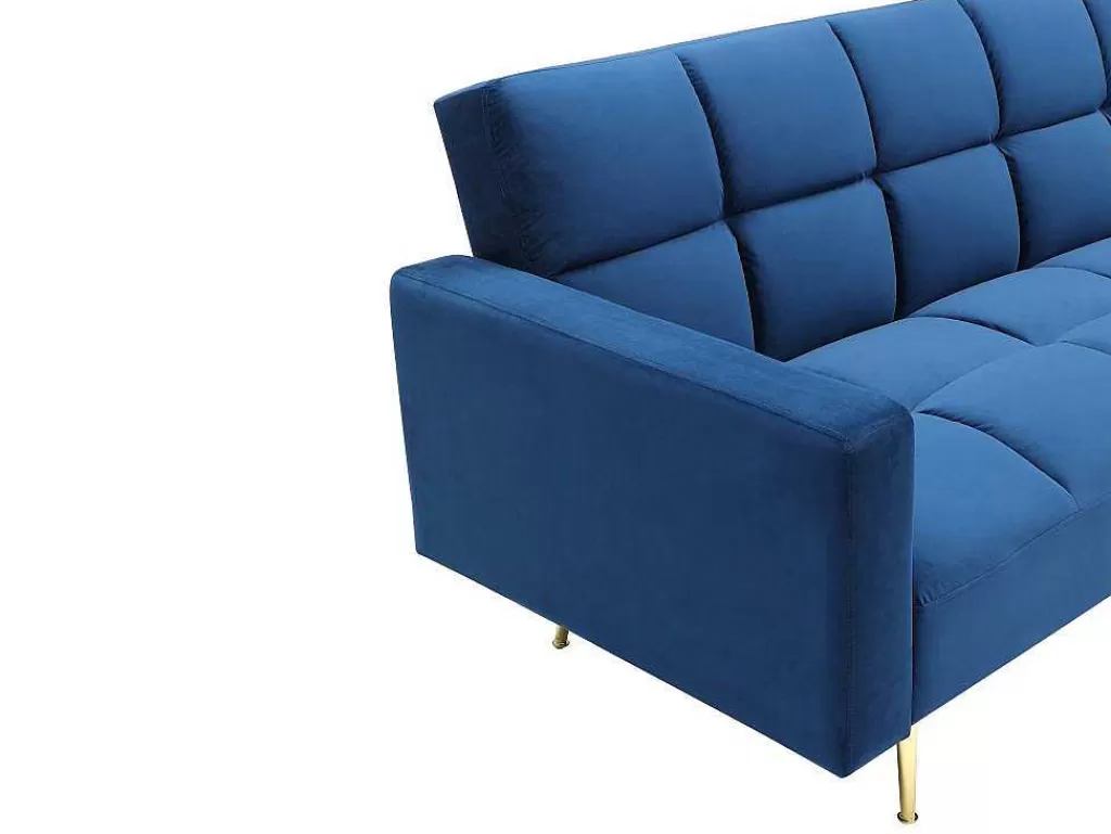 Sofá Cama Clic-Clac E Dobravel*Vente-unique Sofá De Canto Convertivel Reversivel Clic-Clac Em Veludo Azul-Real - Nieto