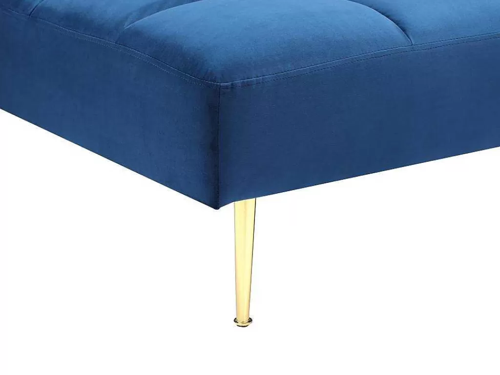 Sofá Cama Clic-Clac E Dobravel*Vente-unique Sofá De Canto Convertivel Reversivel Clic-Clac Em Veludo Azul-Real - Nieto