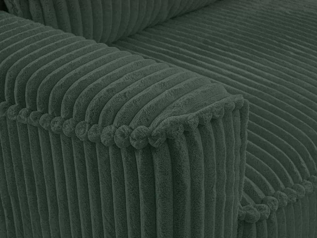 Sofá De 4 Lugares*Vente-unique Sofá De Canto Convertivel Reversivel Veludo Canelado Grosso Verde - Asturio