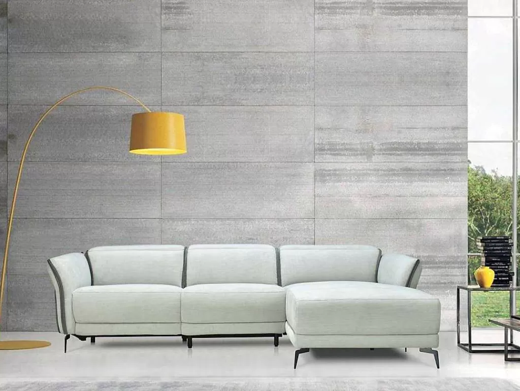 Sofá De Relaxamento Eletrico*Vente-unique Sofá De Canto Direito Articulado Eletrico Em Tecido Cinzento-Claro E Cinzento Antracite - Geraldine