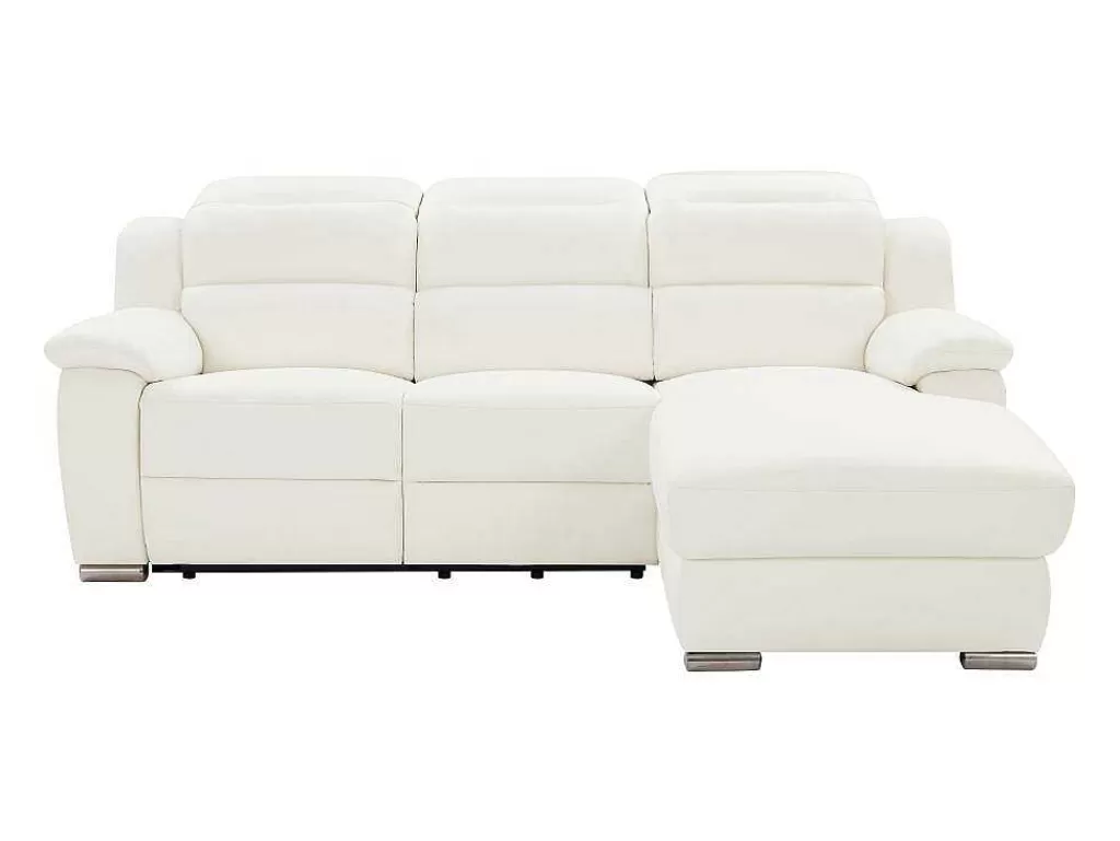 Promoções Sofás & Poltronas*Vente-unique Sofá De Canto Direito Articulado Eletrico Pele Branco - Arena Iii