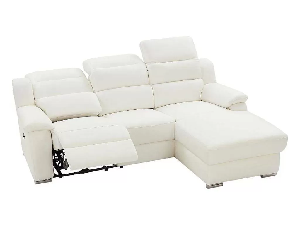 Promoções Sofás & Poltronas*Vente-unique Sofá De Canto Direito Articulado Eletrico Pele Branco - Arena Iii
