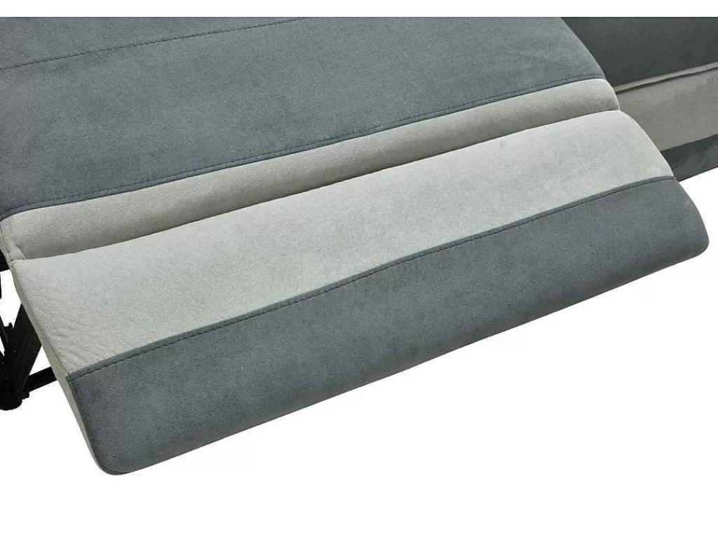 Sofá De Relaxamento Manual*Vente-unique Sofá De Canto Direito Articulado Microfibra Antracite E Faixas Cinzento-Claro - Talca