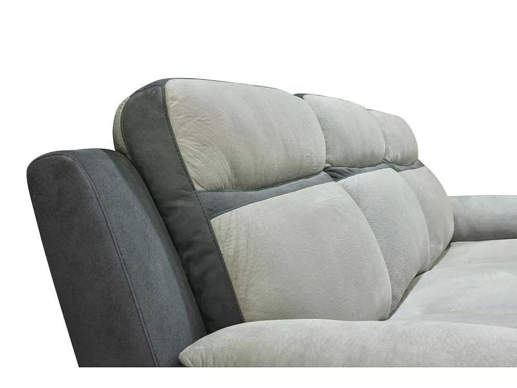 Sofá De Relaxamento Manual*Vente-unique Sofá De Canto Direito Articulado Microfibra Cinzento-Claro E Faixas Antracite - Talca
