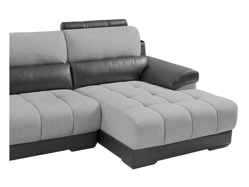 Promoções Sofás & Poltronas*LINEA Sofá Sofá De Canto Direito Em Tecido E Pele Preta E Cinza - Aragon