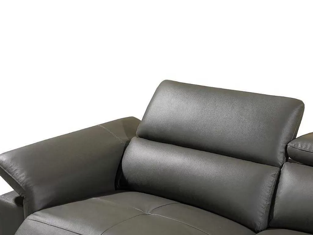 Sofá De Relaxamento Eletrico*LINEA Sofá Sofá De Canto Direito Relax Eletrico Em Pele Antracite - Pascaline