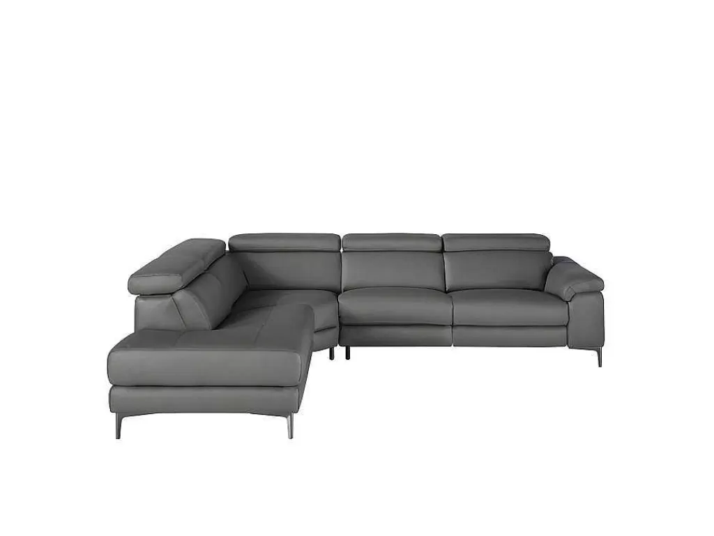 Promoções Sofás & Poltronas*Angel Cerda Sofá De Canto Em Couro Cinzento Estofado Em Couro Cinzento 6112
