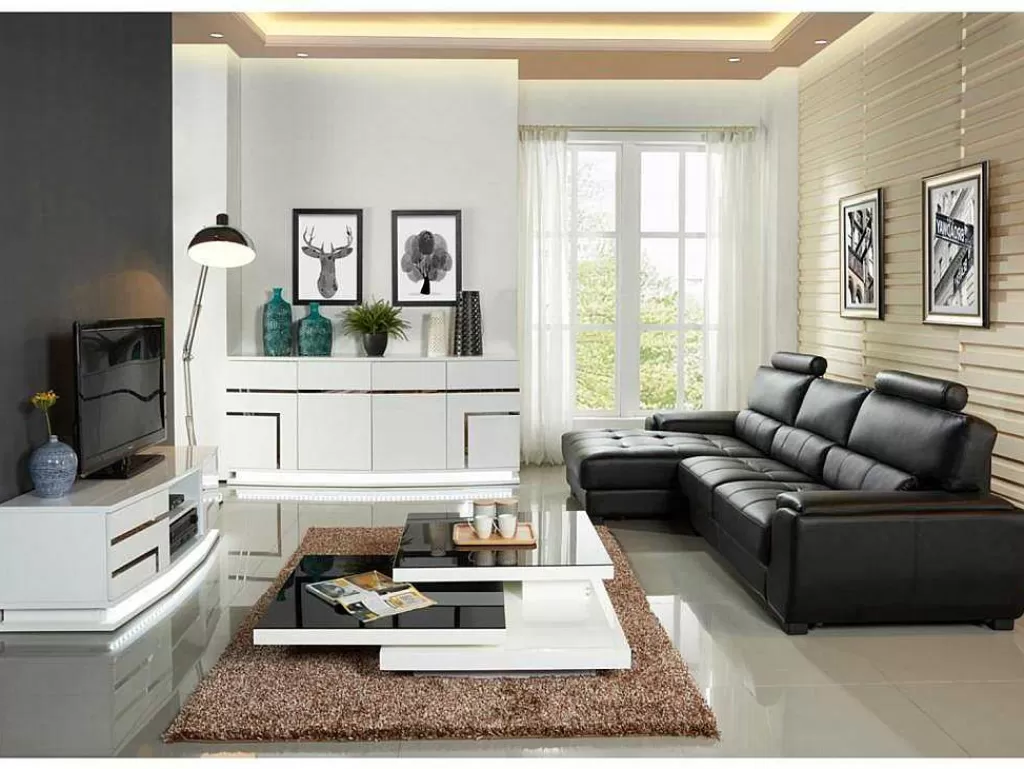 Promoções Sofás & Poltronas*LINEA Sofá Sofá De Canto Em Pele Preto - Canto Esquerdo - Metropolitan Ii