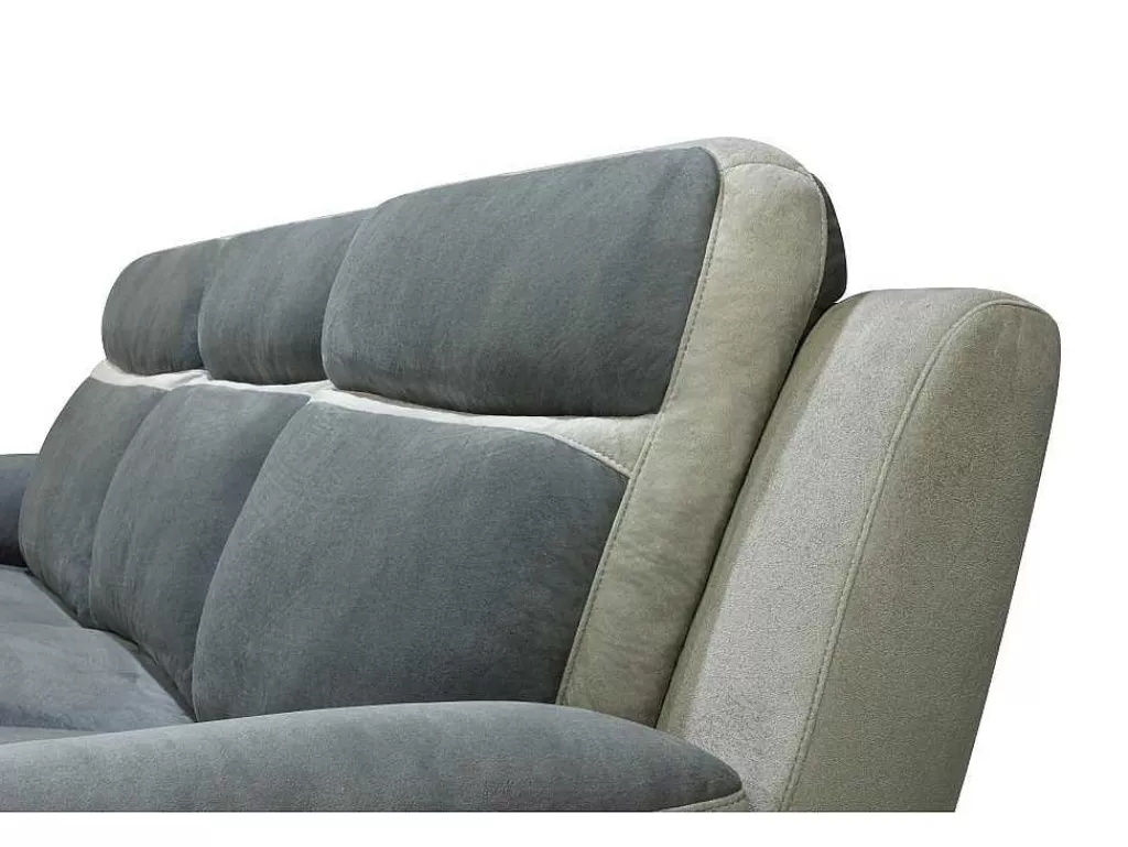 Sofá De Relaxamento Manual*Vente-unique Sofá De Canto Esquerdo Articulado Microfibra Antracite E Faixas Cinzento-Claro - Talca