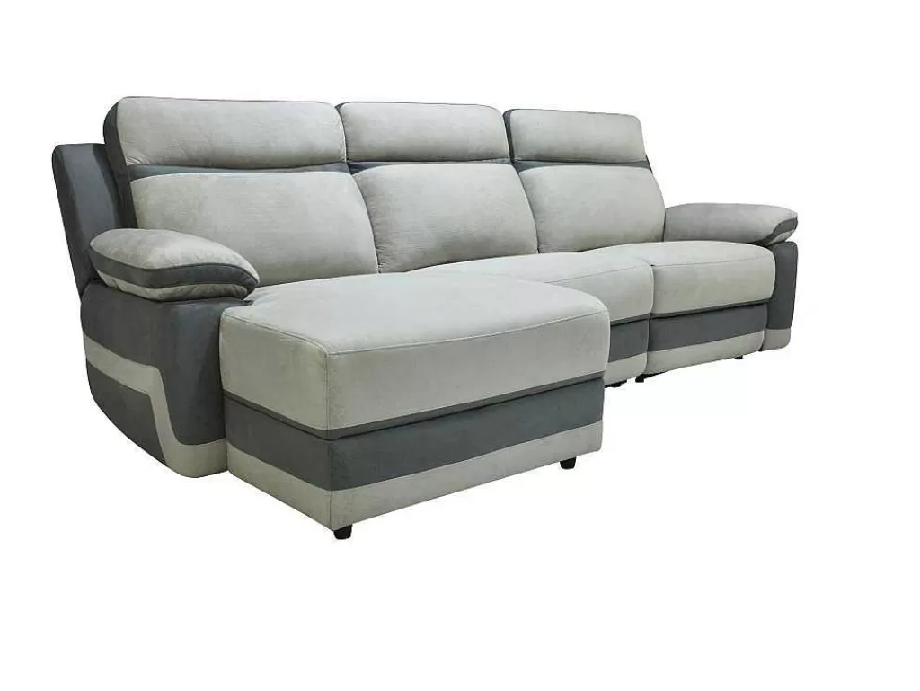 Sofá De Relaxamento Manual*Vente-unique Sofá De Canto Esquerdo Articulado Microfinra Cinzento-Claro E Faixas Antracite - Talca