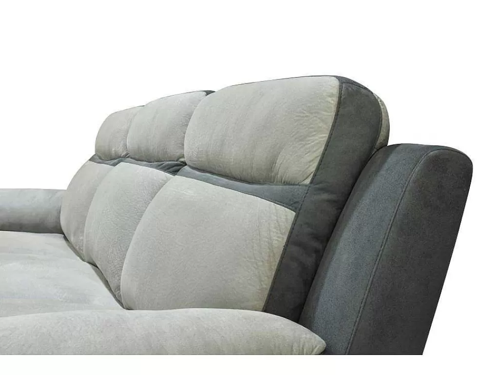Sofá De Relaxamento Manual*Vente-unique Sofá De Canto Esquerdo Articulado Microfinra Cinzento-Claro E Faixas Antracite - Talca