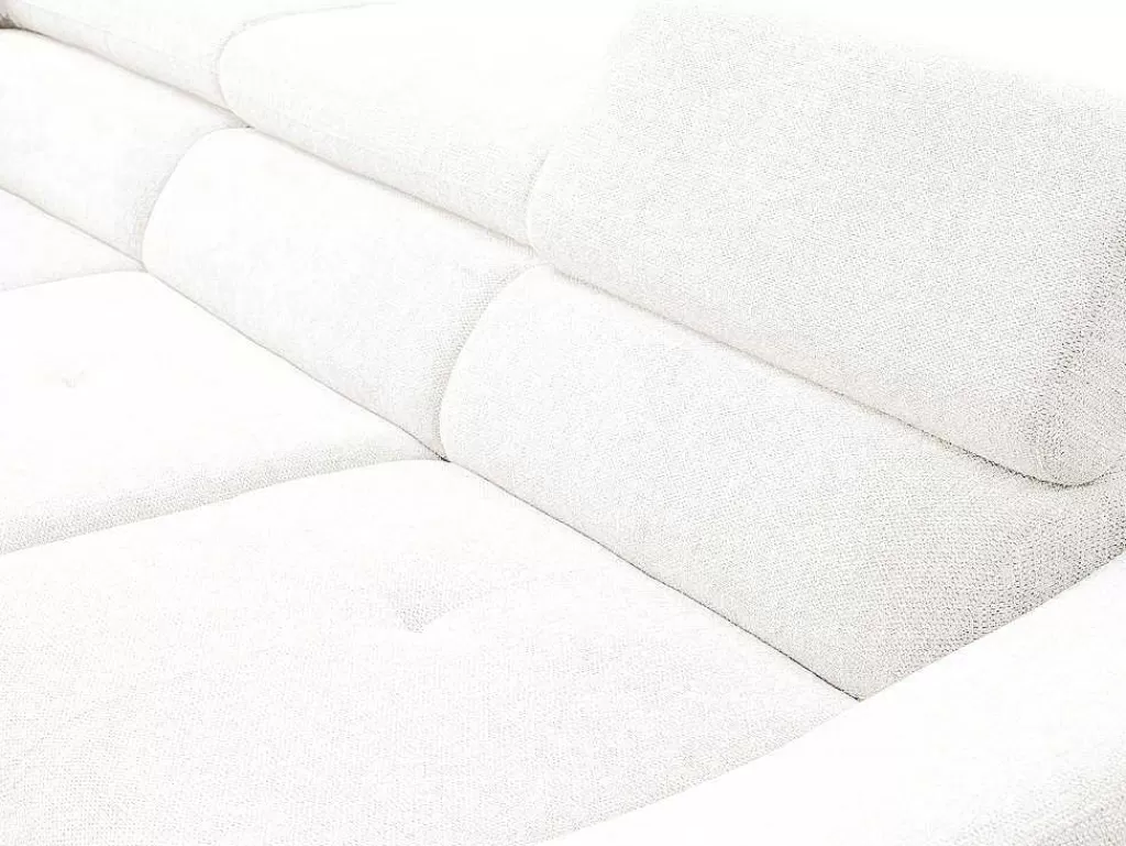Sofá*Vente-unique Sofá De Canto Esquerdo Convertivel Em Tecido Texturizado Branco - Dalias