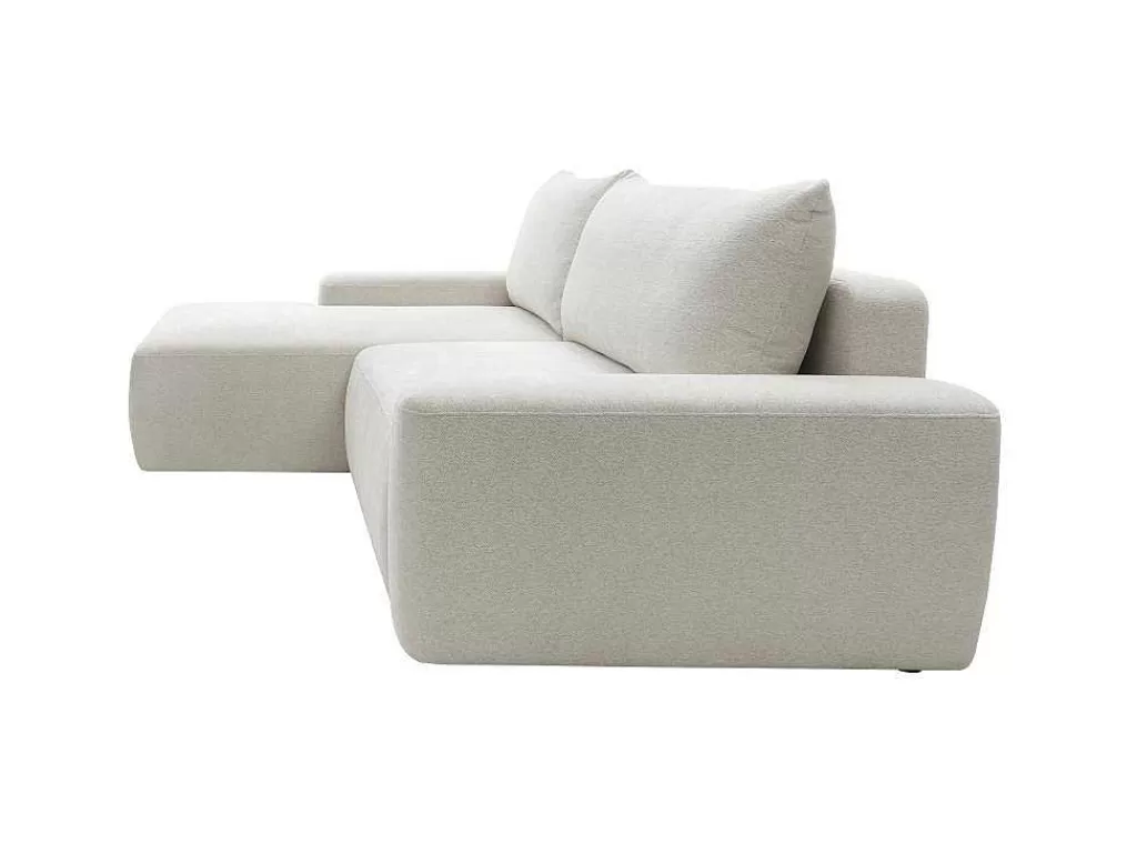 Sofá De Canto*Vente-unique Sofá De Canto Esquerdo Convertivel Em Tecido Texturizado Creme - Daviso