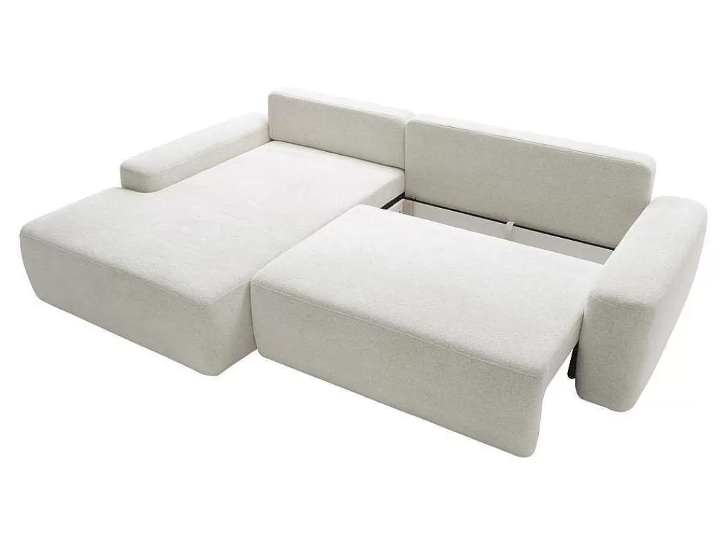 Sofá De Canto*Vente-unique Sofá De Canto Esquerdo Convertivel Em Tecido Texturizado Creme - Daviso