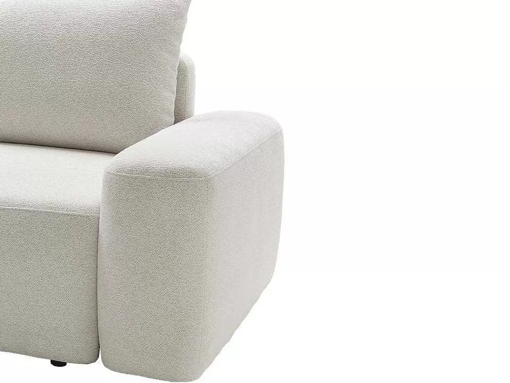 Sofá De Canto*Vente-unique Sofá De Canto Esquerdo Convertivel Em Tecido Texturizado Creme - Daviso