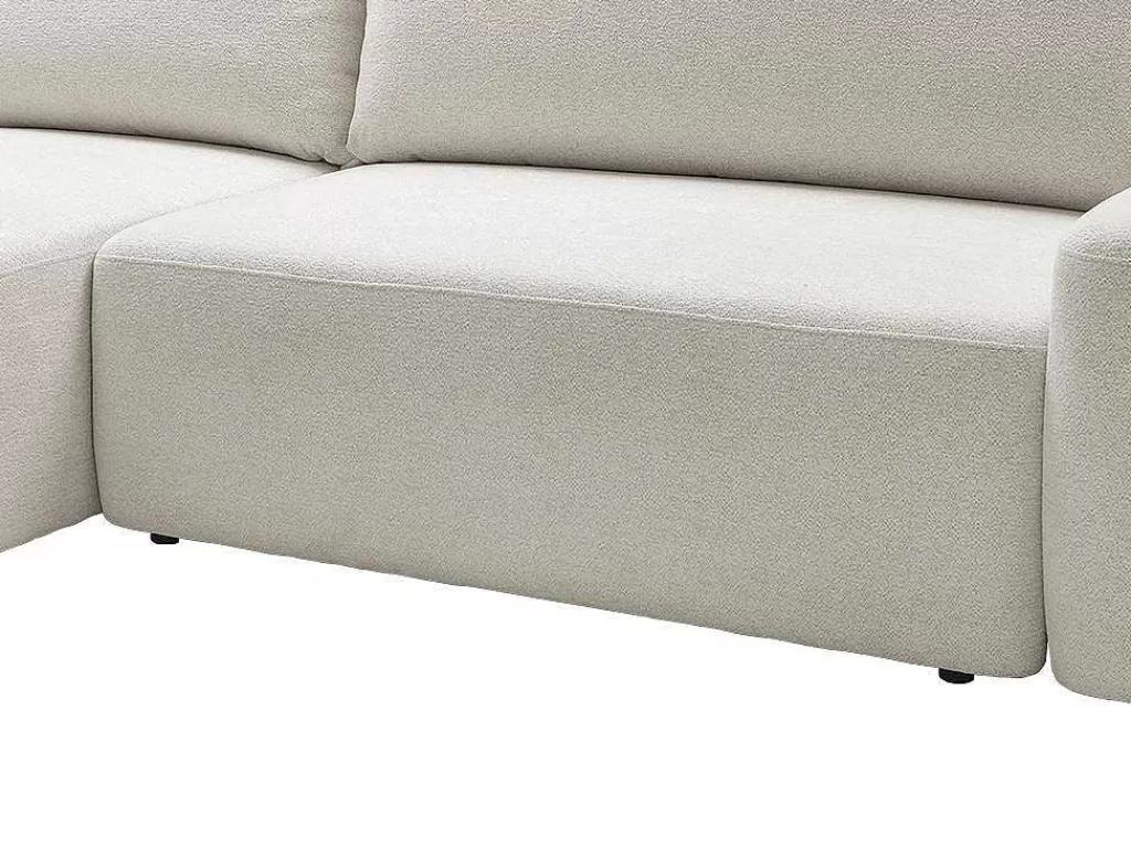 Sofá De Canto*Vente-unique Sofá De Canto Esquerdo Convertivel Em Tecido Texturizado Creme - Daviso