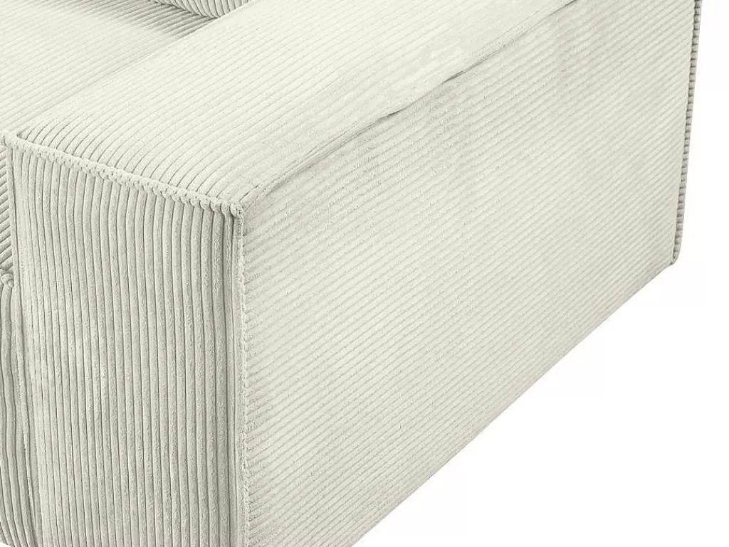 Promoções Sofás & Poltronas*Vente-unique Sofá De Canto Esquerdo Convertivel Em Veludo Canelado Cor Bege - Amelia De Pascal Morabito