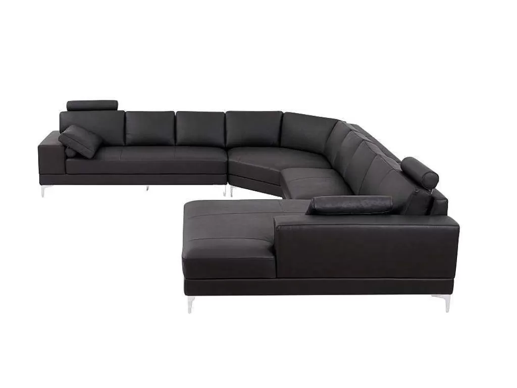 Promoções Sofás & Poltronas*LINEA Sofá Sofá De Canto Panorâmico 7 Lugares Pele De Qualidade Superior Castanho - Canto Direito - Donatello Ii
