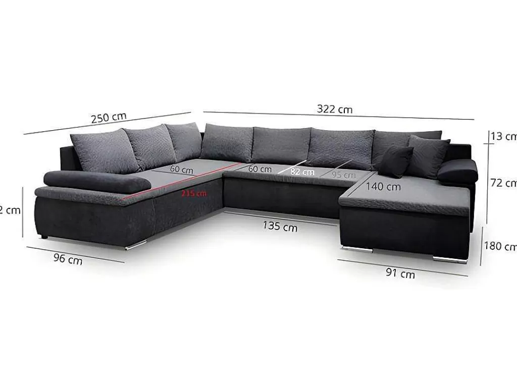 Sofá Panorâmico*Vente-unique Sofá De Canto Panorâmico Convertivel Em Cama E Reversivel Em Pele Sintética E Tecido Castanho - Dakota