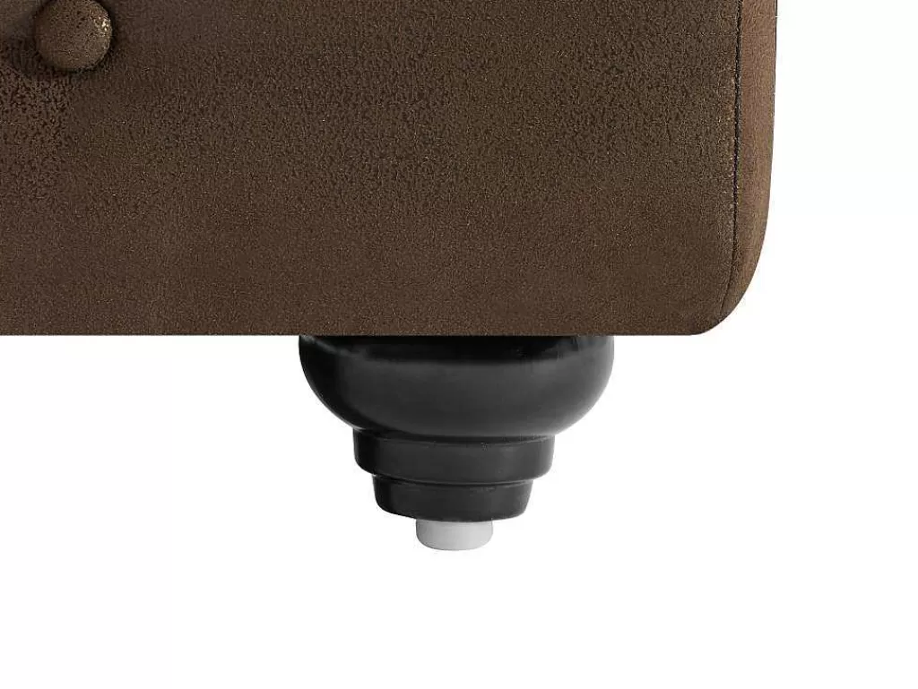 Sofá Panorâmico*Vente-unique Sofá De Canto Panorâmico Microfibra Aspeto Couro Envelhecido - Chesterfield