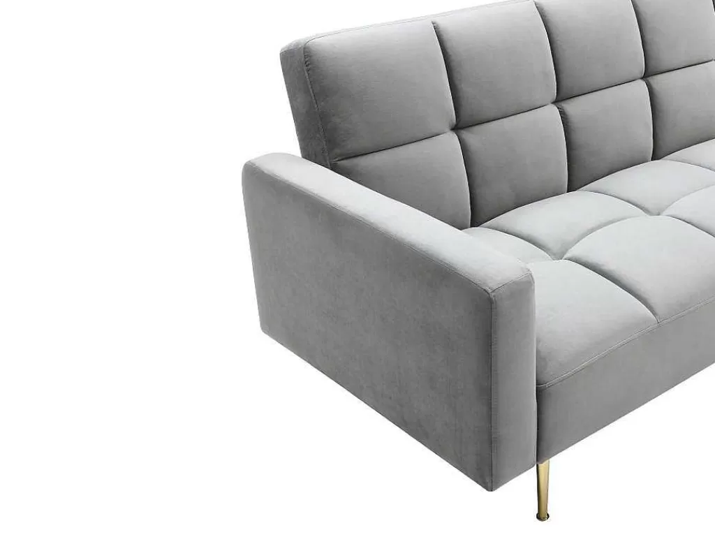 Sofá Cama Clic-Clac E Dobravel*Vente-unique Sofá De Canto Reversivel E Convertivel Em Veludo Cinza - Nieto