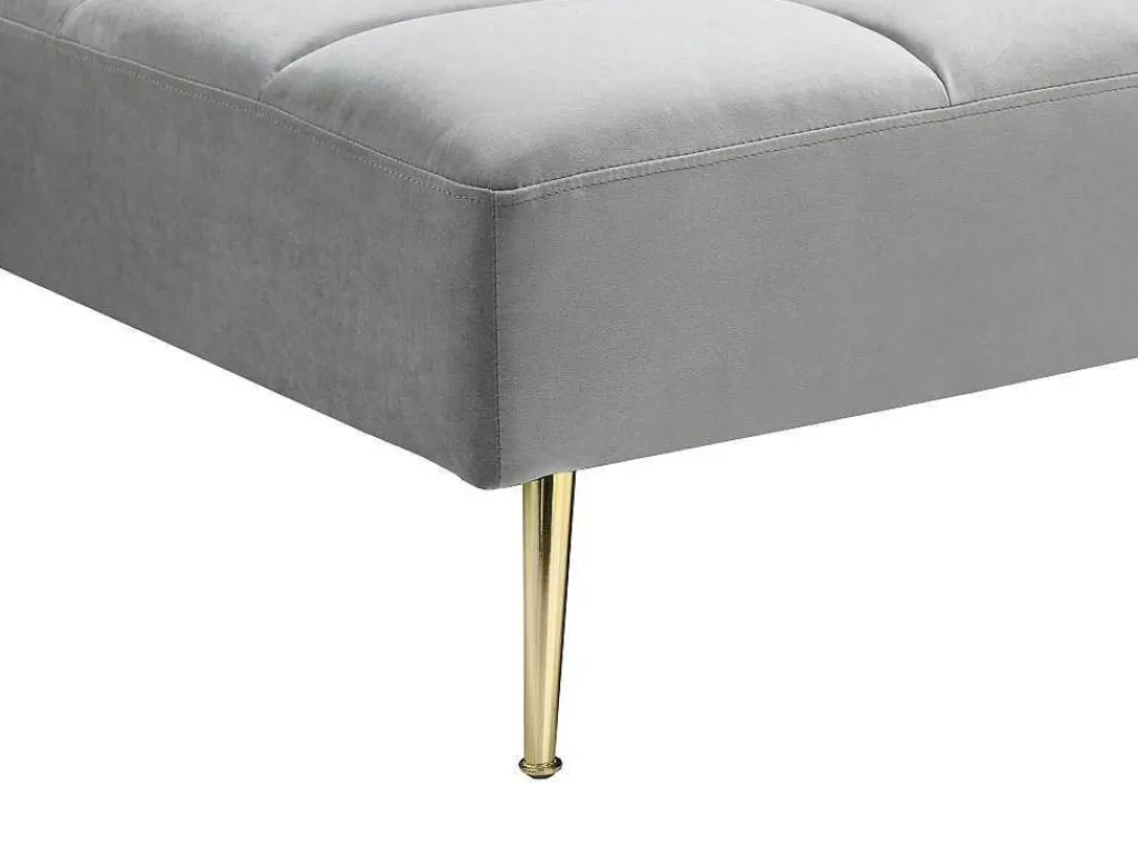Sofá Cama Clic-Clac E Dobravel*Vente-unique Sofá De Canto Reversivel E Convertivel Em Veludo Cinza - Nieto