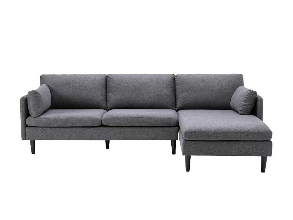 Sofá De 4 Lugares*Vente-unique Sofá De Canto Reversivel Em Tecido Cor Cinza - Makao