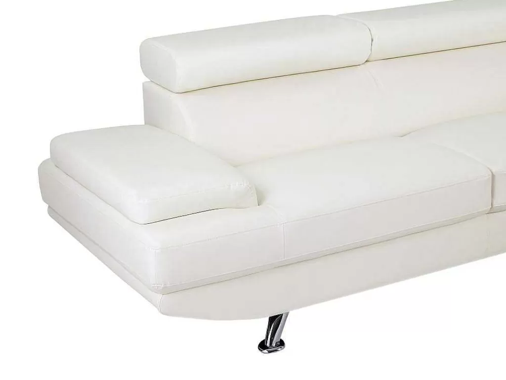 Sofá Em Pele Sintética*Vente-unique Sofá De Canto Tamanho Xl Em Pele Sintética Branco - Canto Direito - Romain
