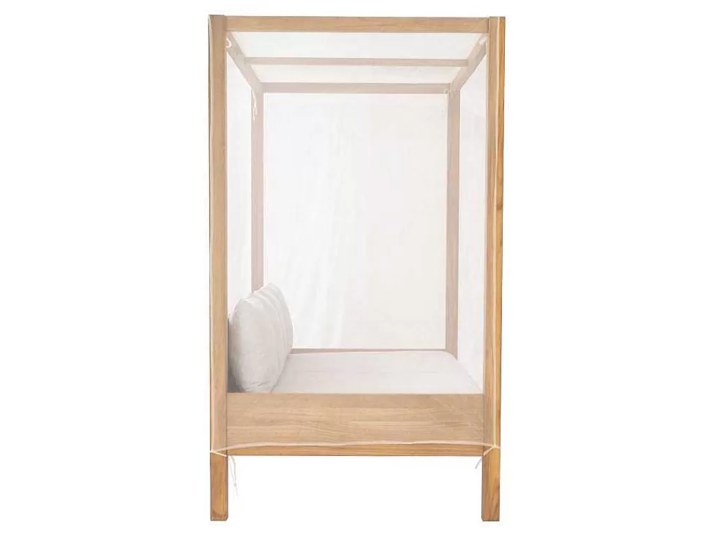 Espreguiçadeira*MYLIA Sofá De Jardim Com Dossel Em Teca Natural Claro E Cinzento - Ovani