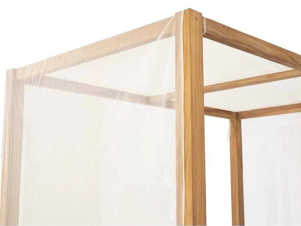 Espreguiçadeira*MYLIA Sofá De Jardim Com Dossel Em Teca Natural Claro E Cinzento - Ovani
