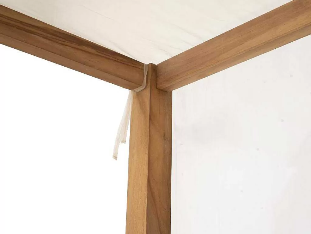 Espreguiçadeira*MYLIA Sofá De Jardim Com Dossel Em Teca Natural Claro E Cinzento - Ovani