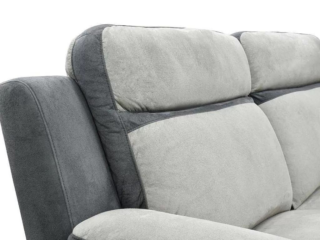 Sofá De Relaxamento Manual*Vente-unique Sofá E Cadeirão Relax Em Microfibra Cinza Claro E Antracite - Talca