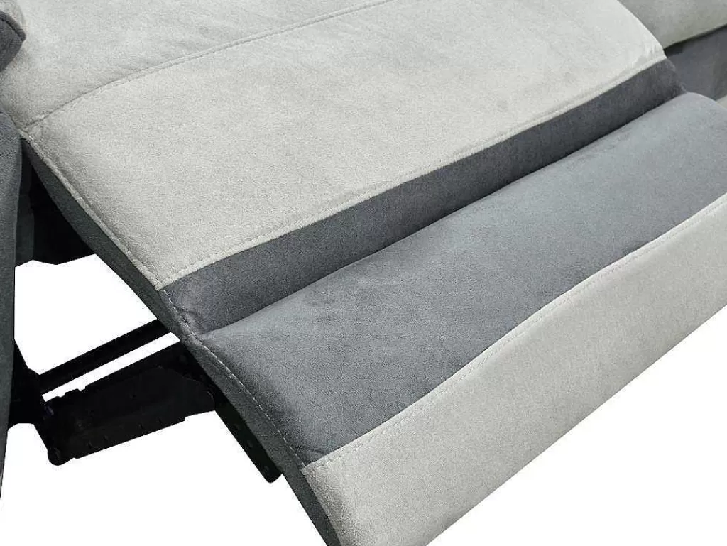 Sofá De Relaxamento Manual*Vente-unique Sofá E Cadeirão Relax Em Microfibra Cinza Claro E Antracite - Talca