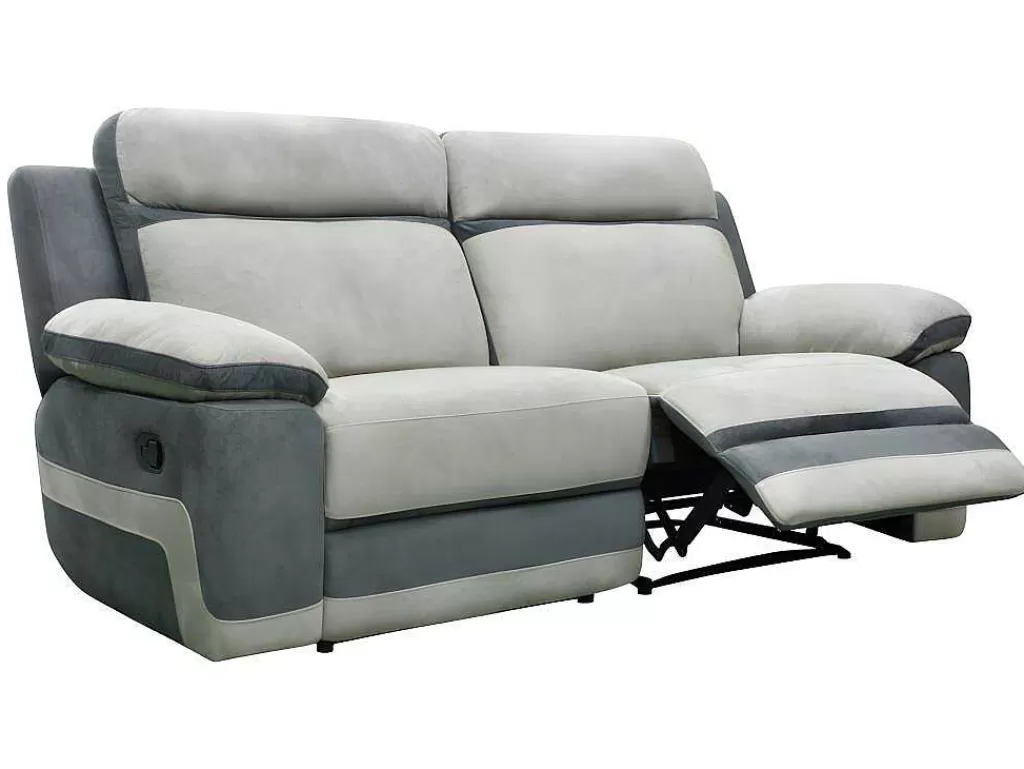 Conjunto Sofá E Poltrona*Vente-unique Sofá E Cadeirão Relax Em Microfibra Talca - Cinza Claro E Antracite