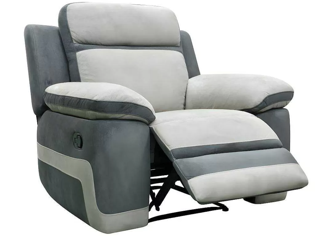 Conjunto Sofá E Poltrona*Vente-unique Sofá E Cadeirão Relax Em Microfibra Talca - Cinza Claro E Antracite