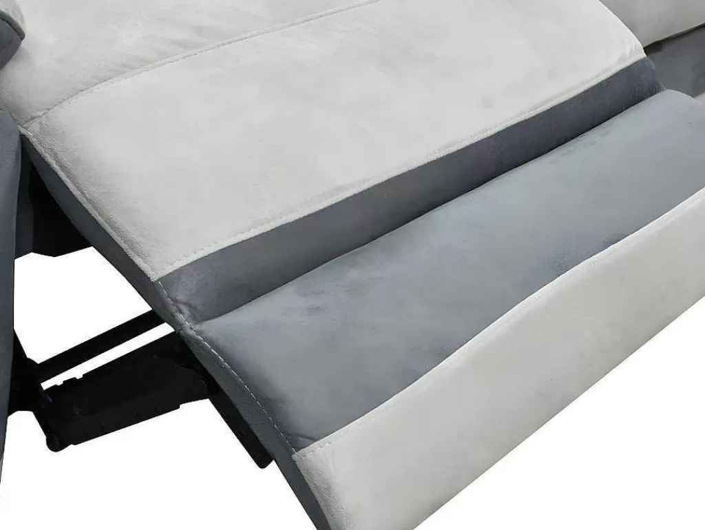 Conjunto Sofá E Poltrona*Vente-unique Sofá E Cadeirão Relax Em Microfibra Talca - Cinza Claro E Antracite