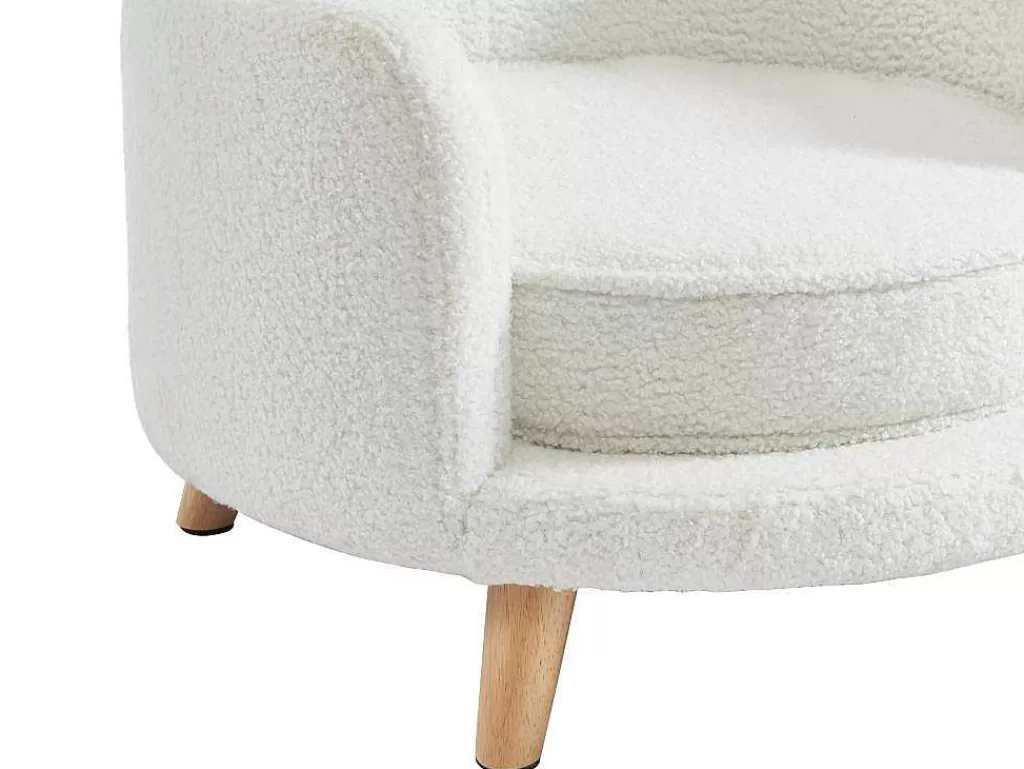 Acessórios Para Animais De Estimação*Vente-unique Sofá Para Animais Em Tecido Boucle E Pés De Madeira D.56 X A.35 Cm Branco - Misia