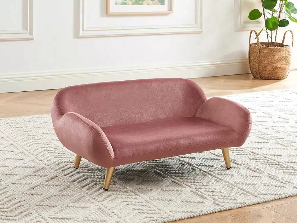 Acessórios Para Animais De Estimação*Vente-unique Sofá Para Animais Em Veludo E Pés Em Metal C.72 X L.44 Cm Cor-De-Rosa - Zolia