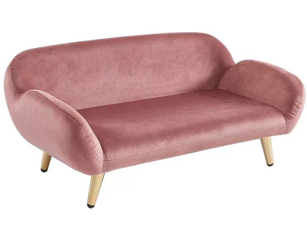 Acessórios Para Animais De Estimação*Vente-unique Sofá Para Animais Em Veludo E Pés Em Metal C.72 X L.44 Cm Cor-De-Rosa - Zolia