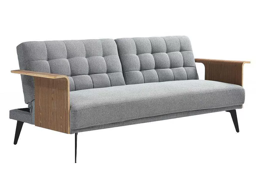 Sofá Cama Clic-Clac E Dobravel*Vente-unique Sofá-Cama De 3 Lugares Em Tecido Cinza Convertivel Clic-Clac - Ninandro