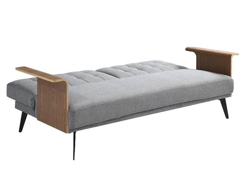 Sofá Cama Clic-Clac E Dobravel*Vente-unique Sofá-Cama De 3 Lugares Em Tecido Cinza Convertivel Clic-Clac - Ninandro