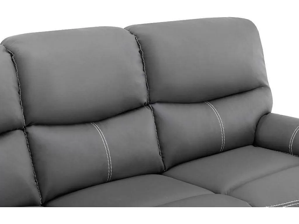 Conjunto De Sofá*Vente-unique Sofás De 3+2 Lugares Articulados Em Pele Sintética Cinza - Canby