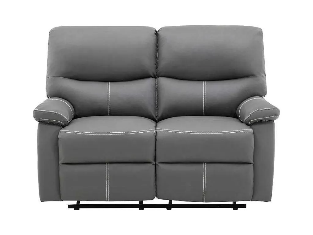 Conjunto De Sofá*Vente-unique Sofás De 3+2 Lugares Articulados Em Pele Sintética Cinza - Canby