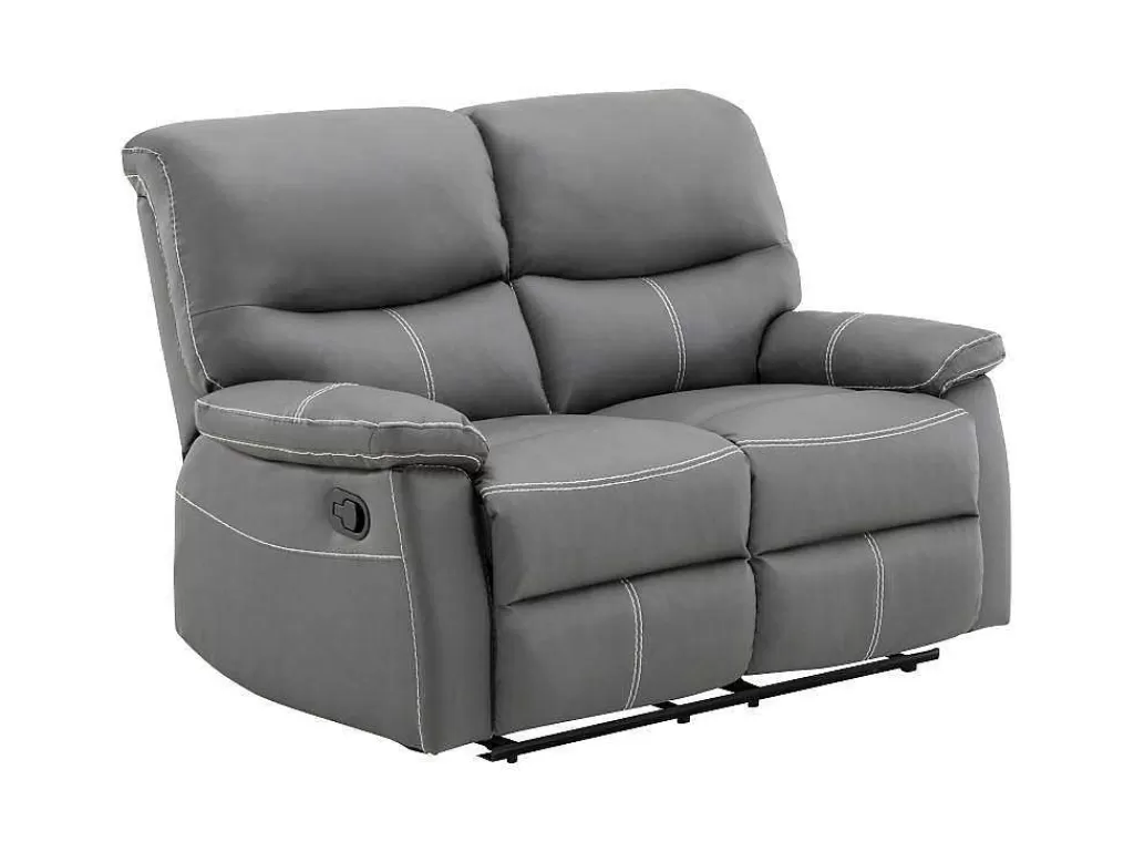 Conjunto De Sofá*Vente-unique Sofás De 3+2 Lugares Articulados Em Pele Sintética Cinza - Canby